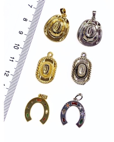 Pirinç Zirkon Taşlı At Nalı Kolye Bileklik Ucu Charm Gümüş 1 Adet