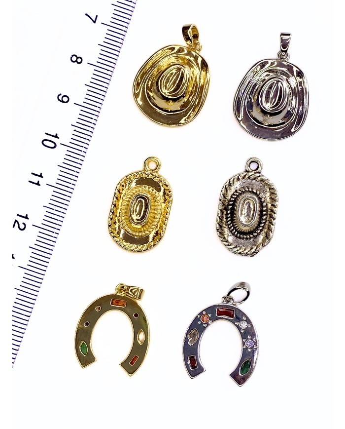 Pirinç Zirkon Taşlı At Nalı Kolye Bileklik Ucu Charm Gümüş 1 Adet