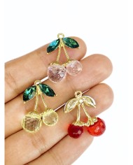 Pirinç Zirkon Taşlı Kiraz Kolye Bileklik Ucu Charm Mor 1 Adet