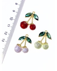 Pirinç Zirkon Taşlı Kiraz Kolye Bileklik Ucu Charm Mor 1 Adet