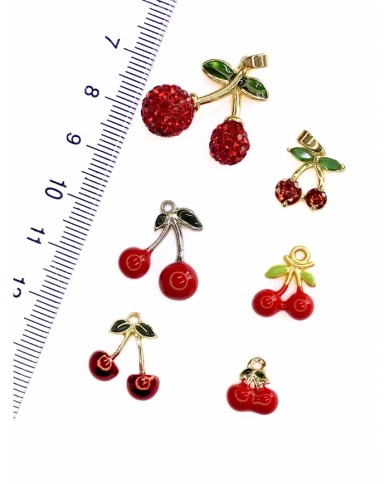 Pirinç Zirkon Taşlı Kiraz Kolye Bileklik Ucu Charm 1 Adet