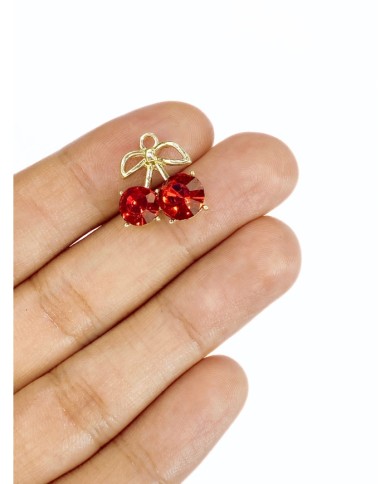 Pirinç Zirkon Taşlı Kiraz Kolye Bileklik Ucu Charm 1 Adet