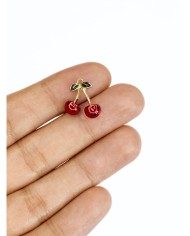 Pirinç Zirkon Taşlı Kiraz Kolye Bileklik Ucu Charm 1 Adet