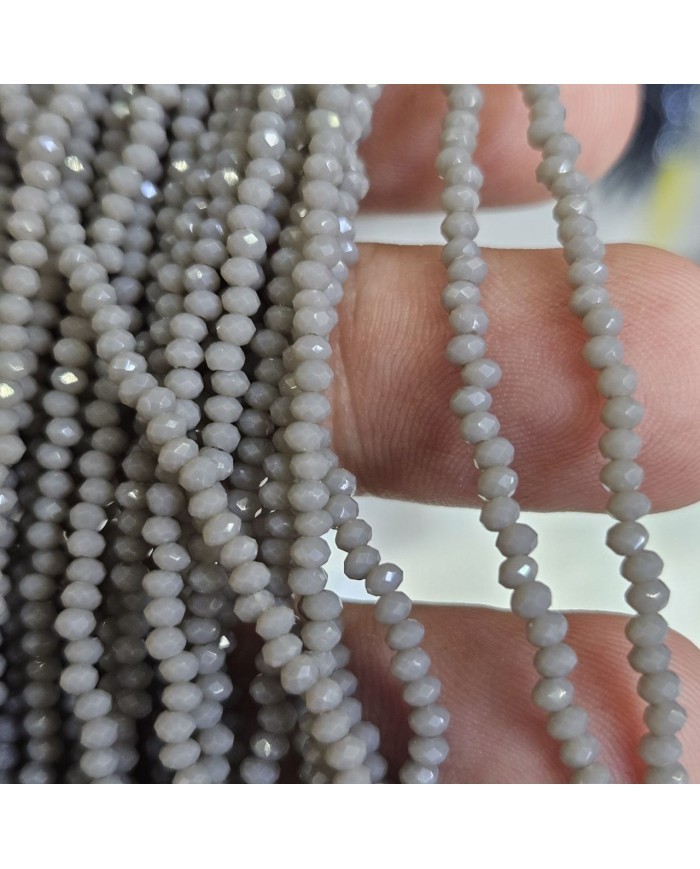 1mm İpe Dizili Kristal Boncuk Mat Taş Gri - 10 Dizi