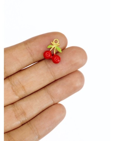 Pirinç Zirkon Mineli Kiraz Kolye Bileklik Ucu Charm 1 Adet