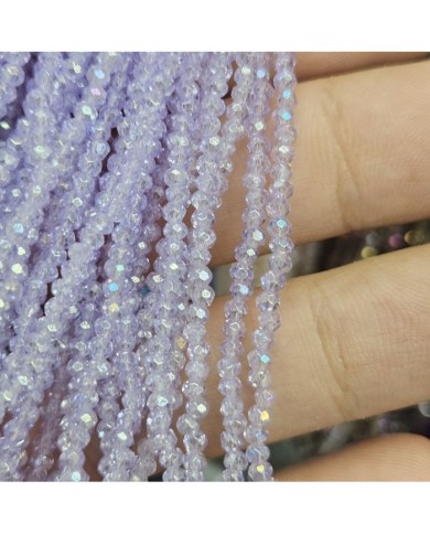 1mm İpe Dizili Kristal Boncuk Şeffaf Janjanlı Açık Mor - 10 Dizi