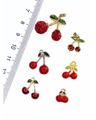 Pirinç Zirkoan Mineli Kiraz Kolye Bileklik Ucu Charm 1 Adet