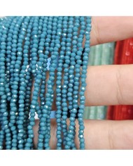 1mm İpe Dizili Kristal Boncuk Mat Turkuaz - 10 Dizi