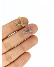 Pirinç Zirkon Mineli Motorsiklet Scooter Kolye Bileklik Ucu Charm Altın 1 Adet