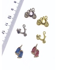 Pirinç Zirkon Taşlı Ayak İzi Kolye Bileklik Ucu Charm Pembe 1 Adet