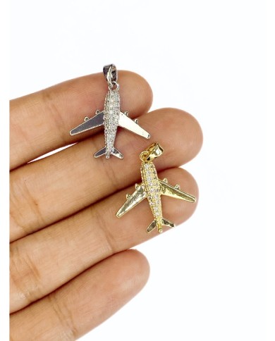 Pirinç Zirkon Taşlı Uçak Kolye Bileklik Ucu Charm Gümüş 1 Adet