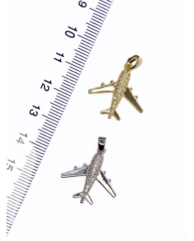 Pirinç Zirkon Taşlı Uçak Kolye Bileklik Ucu Charm Gümüş 1 Adet