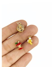 Pirinç Zirkon Mineli Isırılmış Elma Kolye Bileklik Ucu Charm 1 Adet