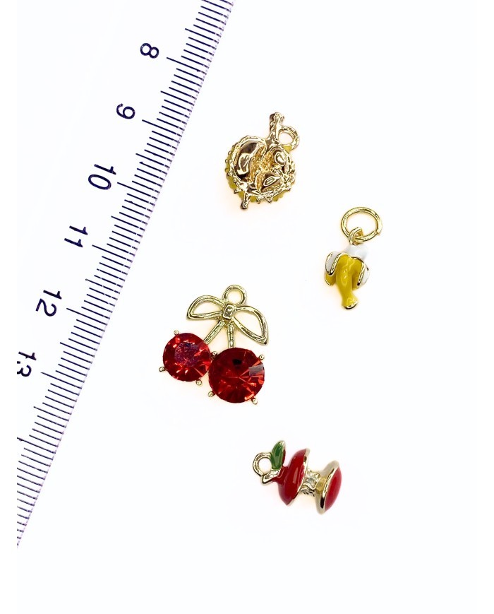 Pirinç Zirkon Mineli Isırılmış Elma Kolye Bileklik Ucu Charm 1 Adet