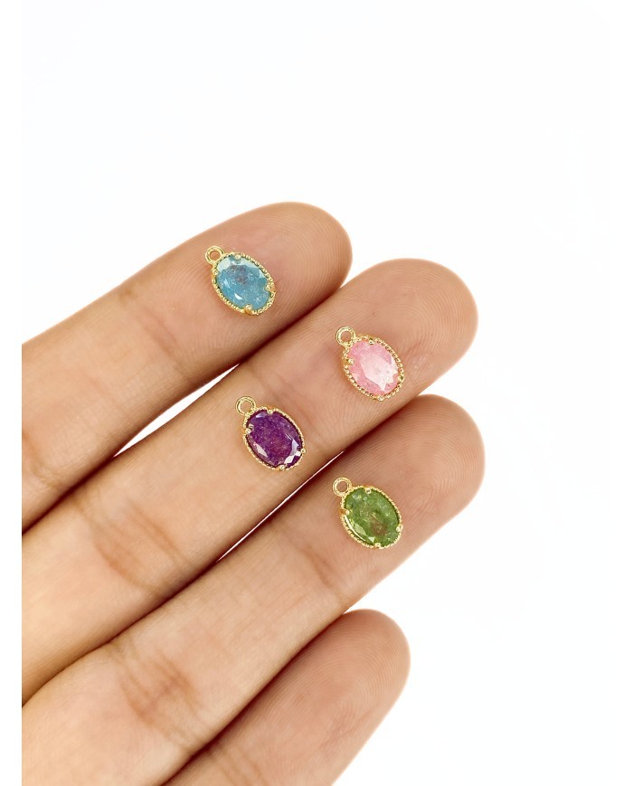 Doğal Taş Kolye Bileklik Ucu Charm Yeşil 1 Adet