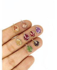 Doğal Taş Damla Kolye Bileklik Ucu Charm Gümüş Kırmızı 1 Adet