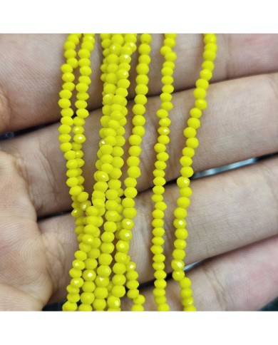 2mm İpe Dizili Kristal Boncuk Mat Sarı - 10 Dizi