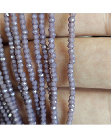 2mm İpe Dizili Kristal Boncuk Mat Lavanta - 10 Dizi