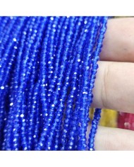 2mm İpe Dizili Kristal Boncuk Şeffaf Parlak Mavi - 10 Dizi