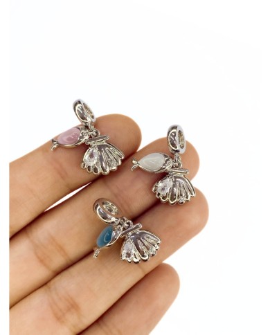 Pirinç Zirkon Taşlı Pandora Bileklik Uyumlu Deniz Kabuğu Kolye Bileklik Ucu Charm Gümüş Beyaz 1 Adet