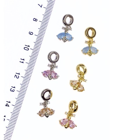 Pirinç Zirkon Taşlı Pandora Bileklik Uyumlu Arı Kolye Bileklik Ucu Charm Altın Mavi 1 Adet