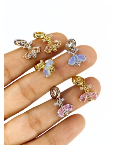 Pirinç Zirkon Taşlı Pandora Bileklik Uyumlu Arı Kolye Bileklik Ucu Charm Gümüş Pembe 1 Adet