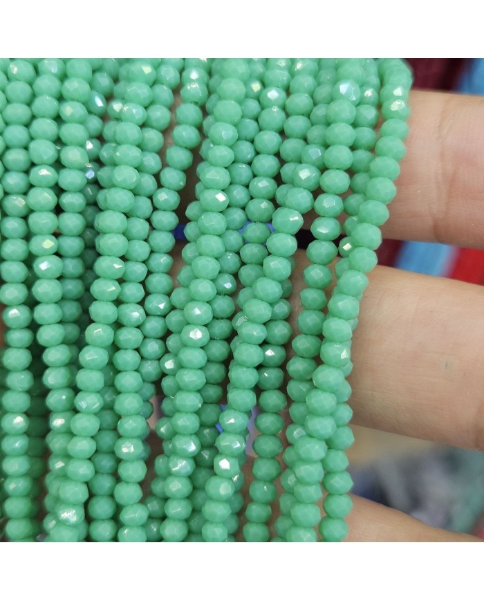 3mm İpe Dizili Kristal Boncuk Mat Mint Yeşili - 10 Dizi