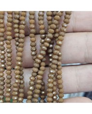 3mm İpe Dizili Kristal Boncuk Metalik Kaplama Kahverengi Toprak Rengi - 10 Dizi