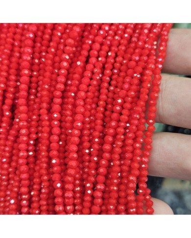 3mm İpe Dizili Kristal Boncuk Mat Koral Kırmızı - 10 Dizi