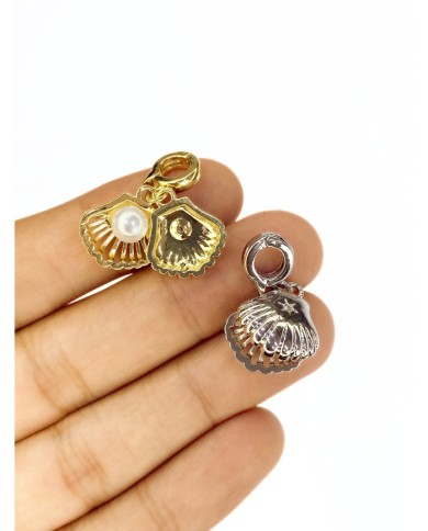 Pirinç Zirkon Mineli Pandora Bileklik Uyumlu İncili İstiridye Kolye Bileklik Ucu Charm Gümüş 1 Adet