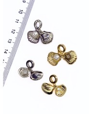 Pirinç Zirkon Mineli Pandora Bileklik Uyumlu İncili İstiridye Kolye Bileklik Ucu Charm Gümüş 1 Adet