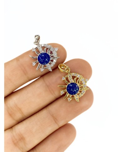 Pirinç Zirkon Taşlı Ay Güneş Kolye Bileklik Ucu Charm Gümüş 1 Adet