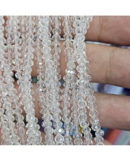 3mm İpe Dizili Kristal Boncuk Şeffaf - 10 Dizi