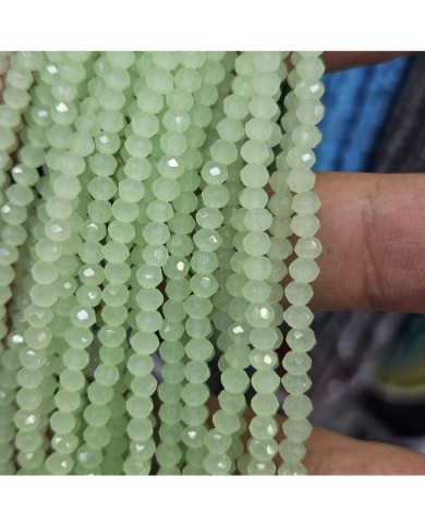 3mm İpe Dizili Kristal Boncuk Mat Açık Pastel Yeşil - 10 Dizi
