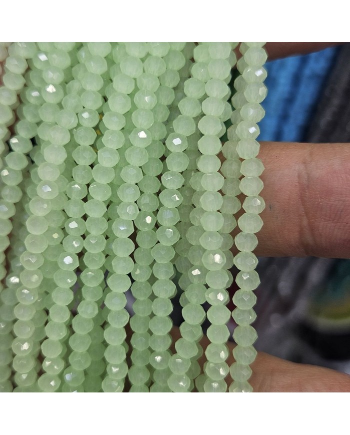 3mm İpe Dizili Kristal Boncuk Mat Açık Pastel Yeşil - 10 Dizi