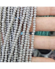 3mm İpe Dizili Kristal Boncuk Mat Gri - 10 Dizi
