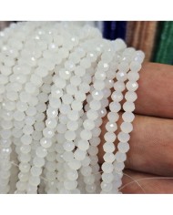 3mm İpe Dizili Kristal Boncuk Mat Opak Beyaz - 10 Dizi