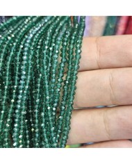 3mm İpe Dizili Kristal Boncuk Şeffaf Parlak Zümrüt Yeşili - 10 Dizi