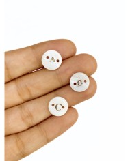 Sedef Altın Varaklı Yuvarlak Harf Kolye Bileklik Ucu Charm 12x12mm 1 Adet