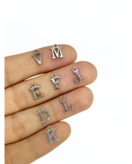 Zamak Rodyum Kaplama Kulplu Harf Kolye Bileklik Ucu Charm Nikel 6x10mm 1 Adet