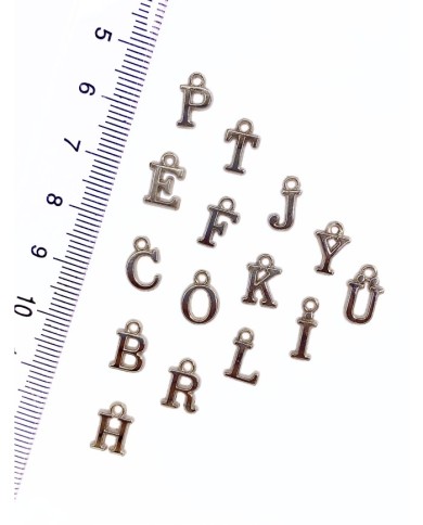 Zamak Rodyum Kaplama Kulplu Harf Kolye Bileklik Ucu Charm Nikel 6x10mm 1 Adet