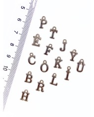 Zamak Rodyum Kaplama Kulplu Harf Kolye Bileklik Ucu Charm Nikel 6x10mm 1 Adet