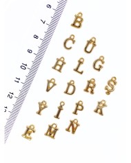 Zamak Lak Kaplama Kulplu Harf Kolye Bileklik Ucu Charm Altın 10x10mm 1 Adet