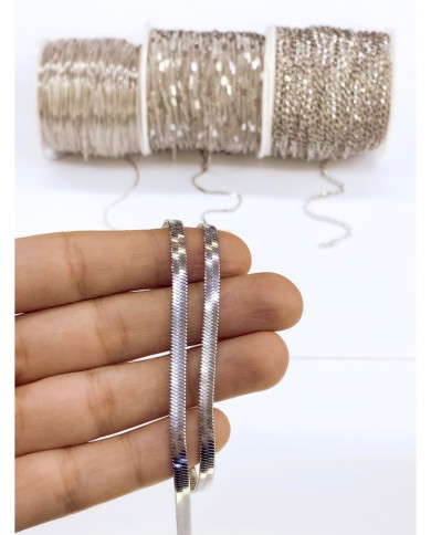 Çelik İtalyan Zincir Kolye Bileklik Nikel Renk 4x1mm - 1m