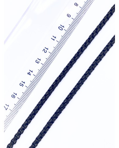 Çelik Geçmeli Kare Zincir Kolye Bileklik Siyah Renk 4x4mm - 1m