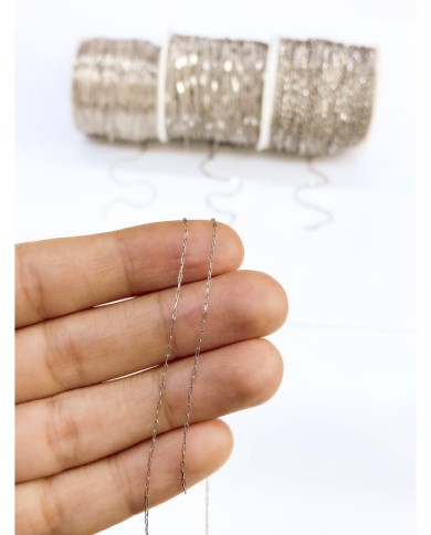 Çelik Ataç Zincir Kolye Bileklik Nikel Renk 2x3mm - 1m