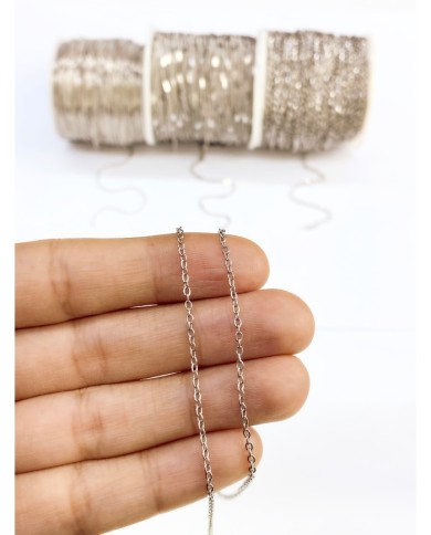 Çelik Sf 235 Zincir Kolye Bileklik Nikel Renk 3x3mm - 1m