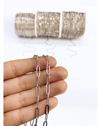 Çelik Ataç Zincir Kolye Bileklik Nikel Renk 4x12mm - 1m