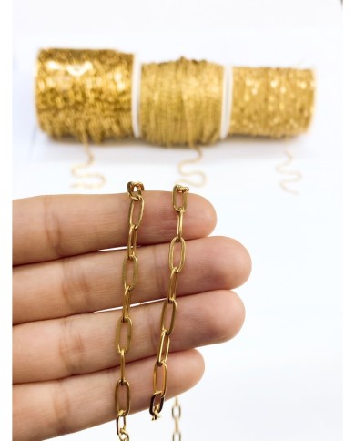 Çelik Ataç Zincir Kolye Bileklik Altın Renk 4x12mm - 1m