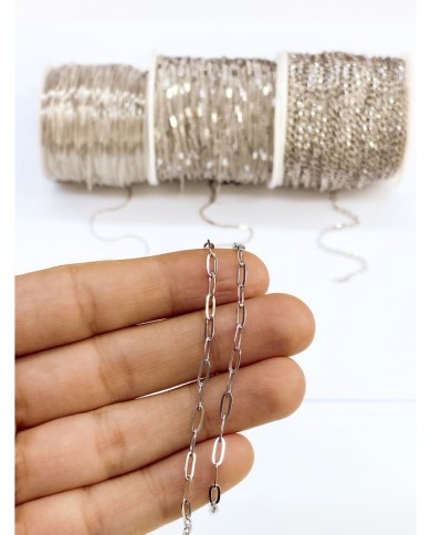 Çelik Ataç Zincir Kolye Bileklik Nikel Renk 4x8mm - 1m